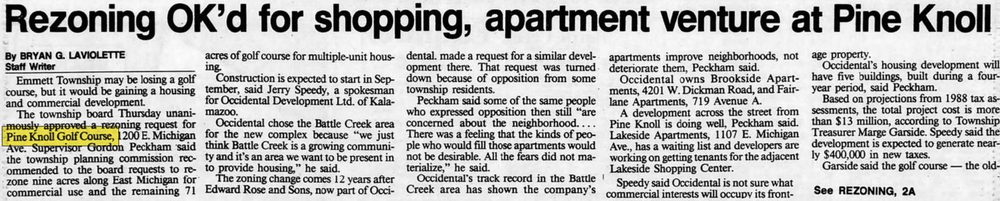 Pine Knoll Golf Course (The Knolls Golf Course) - Jun 16 1989 Article